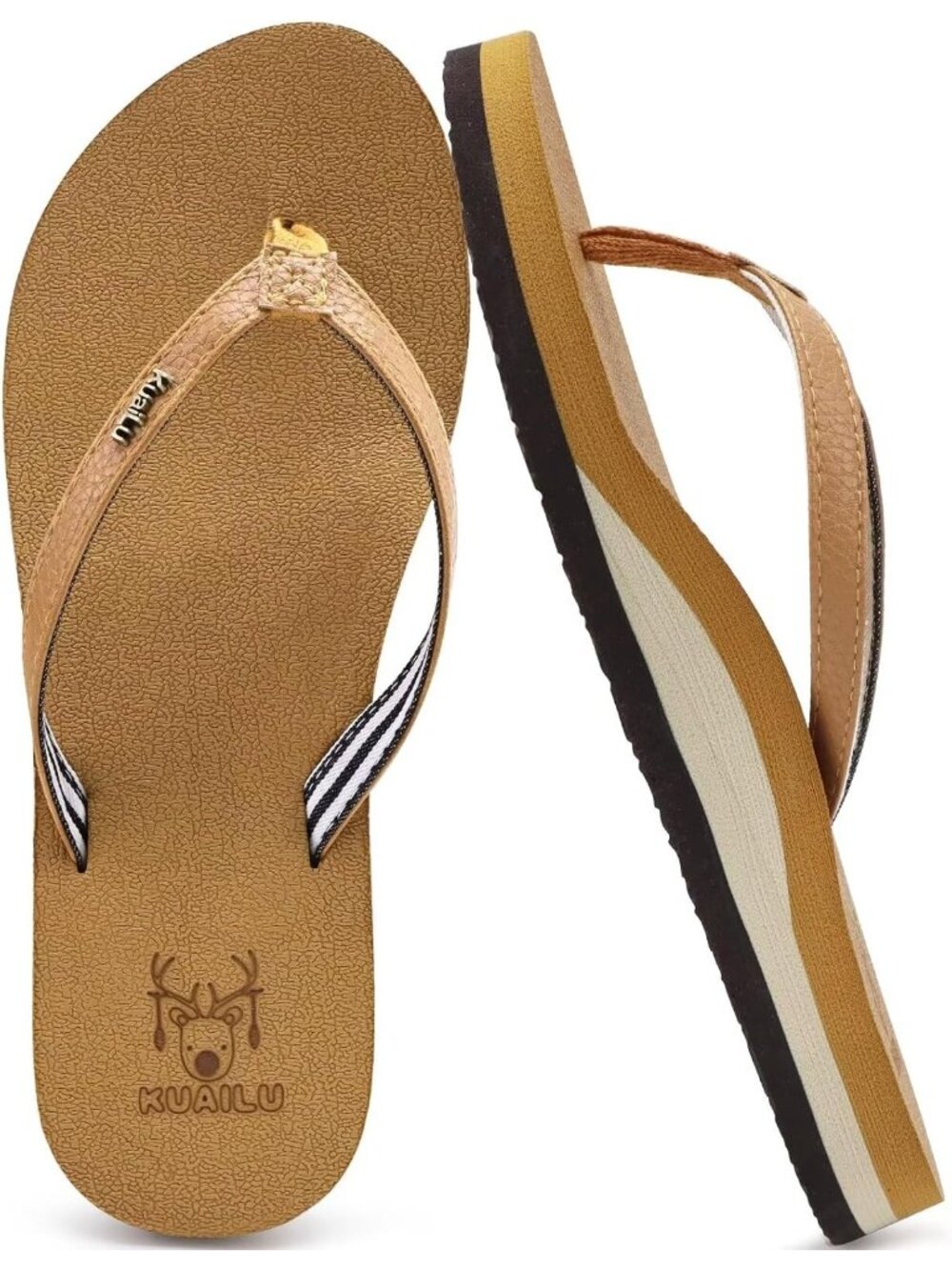 Women's Brown Arch Support Summer Beach Thong Sandals Comfortable Casual